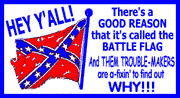 HBS 126 	HEY Y’ALL, THERE’S A GOOD REASON THAT IT’S CALLED THE BATTLE FLAG AND THEM TROUBLE-MAKERS ARE A-FIXIN TO FIND OUT WHY!!!!  