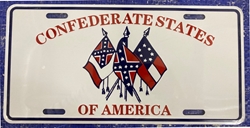 Tag18 "CONFEDERATE STATES OF AMERICA"  W/ 1ST, 2ND , 3RD & BATTLE FLAGS 