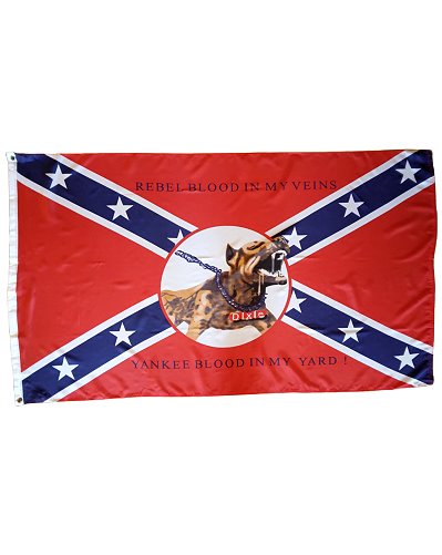 “YANKEE BLOOD” PITT BULL ON  BATTLE FLAG 