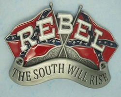 BB132 Crossed BF Flags Rebel The South Will Rise 