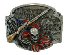 BB413   (Ill give up MY GUN when they pry it from my Cold, Dead Fingers)  US Flag & Skull  