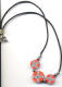 Necklace #63 3 Battle Flag Disc Beads on Black Cord 