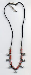Necklace #76  17" R.E.D.N.E.C.K. with battle flag beads black cord necklace 
