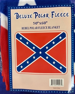 Battle Flag Fleece Throws Packaged in a vinyl zippered bag. 50" x 60" 