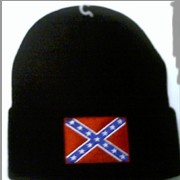 Black Knit Hat With Embroidered Battle Flag 