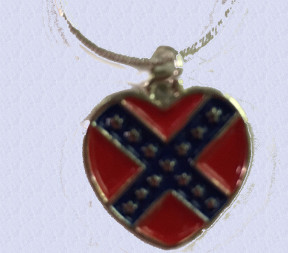 Battle flag Red  Small Heart  Pendant Necklace 