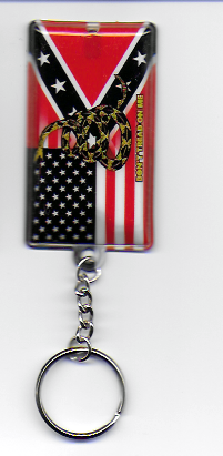 KR31   LED Light, REBEL/USA w/ Dont Tread On Me Snake  Flag Key Chains 