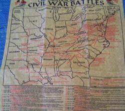 Confederate Battlefield Parchment Map with Envelope 