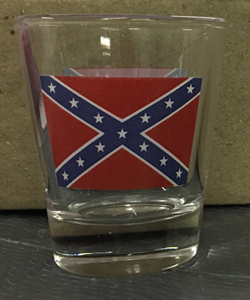  Shot Glass, Clear with  Battle flag on both sides DZ 