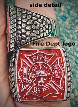 Fire Department RING  WITH DECORATIVE SIDES SUPERIOR QUALITY MENS 316 STAINLESS STEEL 