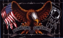 All Gave Some Some Gave All Eagle with US and Pow Flag Wings 