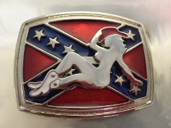 BB151  Cowgirl on Battle Flag Buckle 