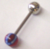 BJ#45  $4.80/dz Battle Flag Barbell,solid end 14mm 