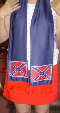 Blue Scarf with Battle Flags on Ends - Blue Scarf