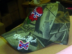 Dixie Girl  Camo Cap with Rose 