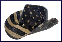 USA Black/Grey Straw Cowboy Hats   Stars Over Stripes 