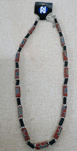 Beaded Necklace Battleflag with Solid Black Bead Spacers Necklace 99 