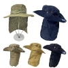 Solid Color Boonie Hat with Neck Flap 