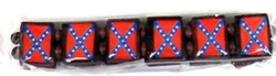 Bracelet   #10  Nice Wooden Battle Flag   Beads and  Round Spacers on Elastic Stretch Band. 