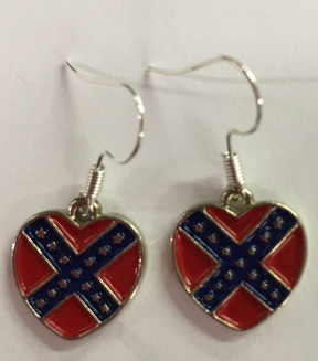 Heart Dangle Earrings Battleflag Red  Small 