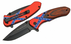 Knife 125 4.5" Inch Closed Length  Black Blade w/Heritage Not Hate Wooden Inlay 