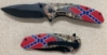 Knife 137 Camo and Battle Flag handle with ease open 4" blade 