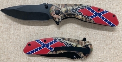 Knife 137 Camo and Battle Flag handle with ease open 4" blade 