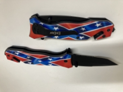 Knife138 American Pride Confederate Flags Spring loaded knife 