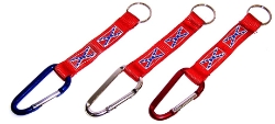 KC13  Carabiner Style Key Ring on Rebel Webbing Strap. Asst. Dozen 