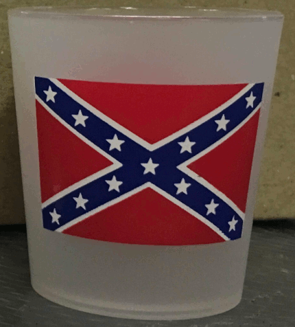 Shot Glass, Plastic, Battle flag on BOTH sides DZ 