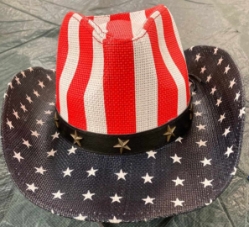 US Red/White/Blue Cowboy Hats  Stripe Over Stars - CBH#12