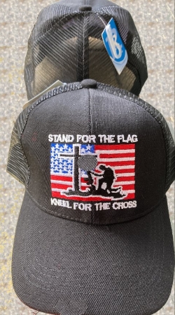 Stand for The Flag, Kneel for the Cross US Black Cap 